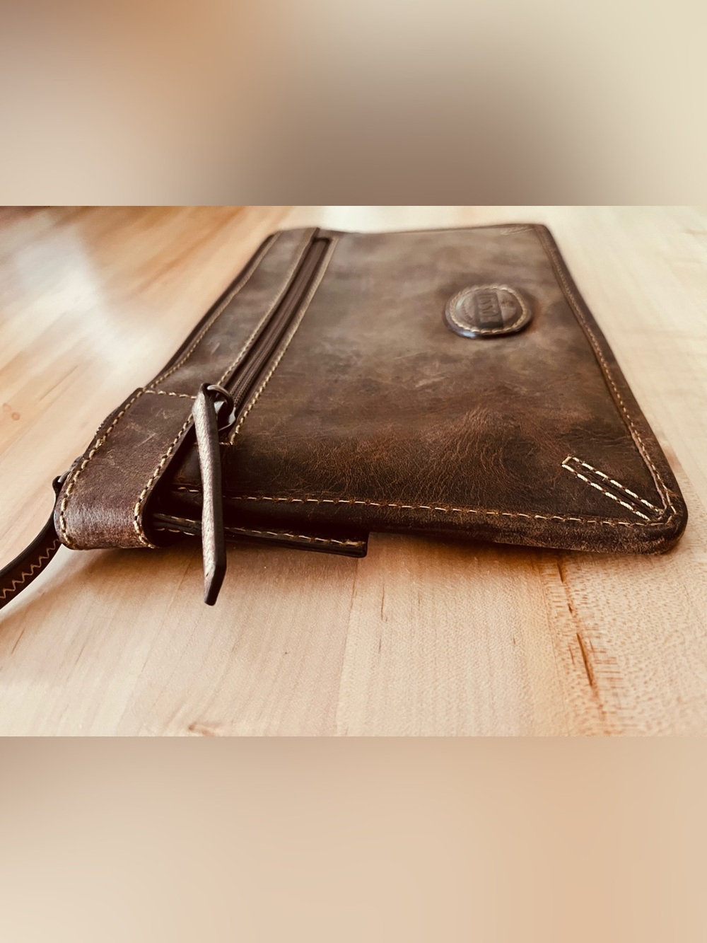 Fossil Reissue Revival Whiskey Leather Slim Clutch Pouch - Picture 3 of 6